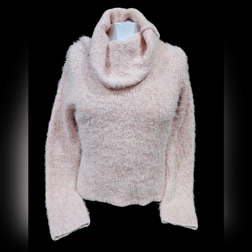 Sleeping On The Snow Cozy Pink Cowl‎ Neck Sweater Size Large